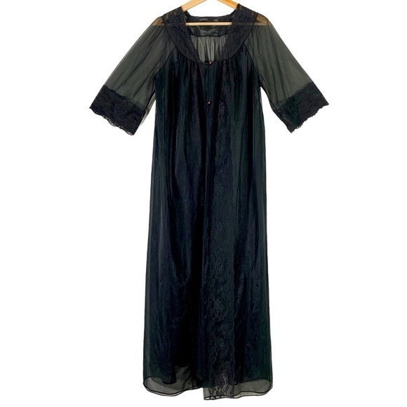 Vintage Shadow Line Chiffon Peignoir Lingerie Gown Size Medium - Picture 1 of 8